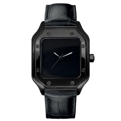 VestVantos Blacked Out (Leather Strap) â VestWatches