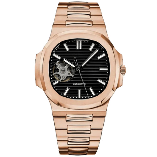 VestNaut Rose Gold Open Heart Black – VestWatches